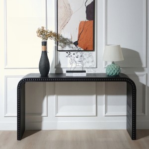 KIGFTSOD 59in Wood Console Table - Curved Waterfall-style with Wood Beads, Entryway Table for Hallway, Living Room, Foyer, Corridor - 1 of 4