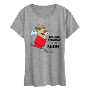 Women's - Peanuts - Dashing Through The Snow Short Sleeve Graphic T-Shirt - 1 of 4