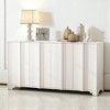 4-Door Sideboard with Intricate Linear Accents, Triangular Legs & Pine Veneer Finish, MDF Storage Cabinet for Dining Room, Kitchen, or Living Room - 2 of 4