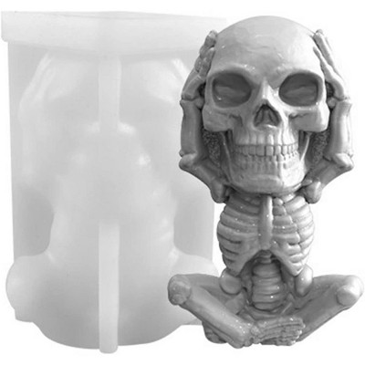 JDICTION 3D Skull (Not Listen) Silicone Mold – For Candle, Skeleton Epoxy Resin, Soap, Chocolate, Candy, Cake Decor, Plaster Clay