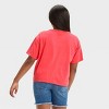 Girls' Americana List Boxy Short Sleeve Graphic T-Shirt - Red - 3 of 3