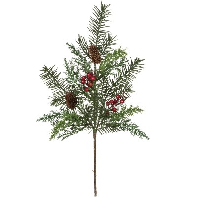 Sullivans Artificial Fir, Pine Cone and Berry Pick 18"H Green