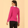 Allegra K Women's Pointed Collar Knit Contrast Neck Long Sleeve Party Shirt - 3 of 4