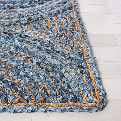 Handmade Blue and Natural Jute 4' x 6' Area Rug
