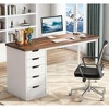 Gulches 47" Rustic Brown Computer Desk with 5 Drawers, Reversible Cabinet, Small Space Home Office Study Writing Table? - 2 of 4