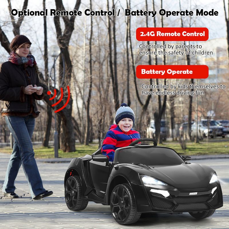 Costway 12V Kids Ride On Car 2.4G RC Electric Vehicle w/ Lights MP3 Openable Doors White\Black\ Red\Pink, 4 of 11