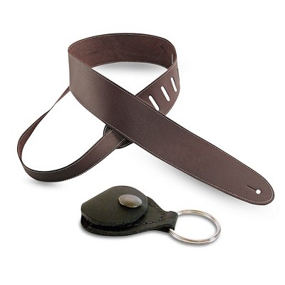 Perri's Basic Leather Guitar Strap with Leather Guitar Pick Key Chain Brown 2.5 in.