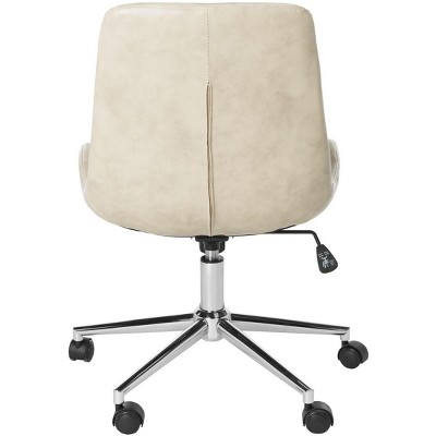 Beige Chrome Faux Leather Swivel Desk Chair