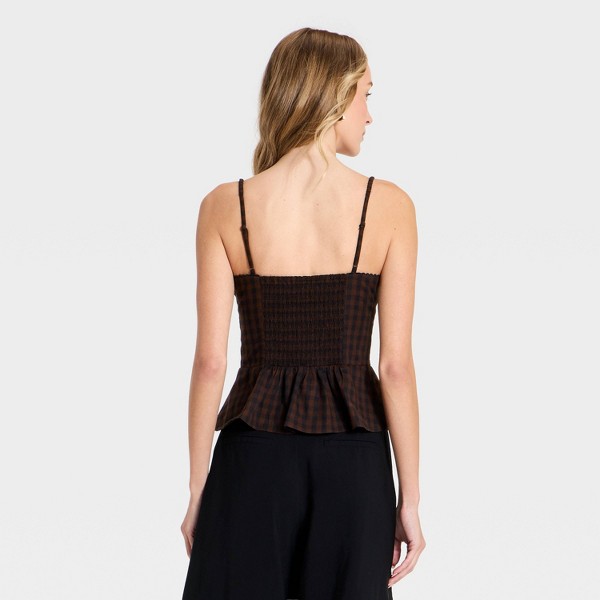 Top de tirantes con corsé para mujer - A New Day™ Negro/Cuadros café 2