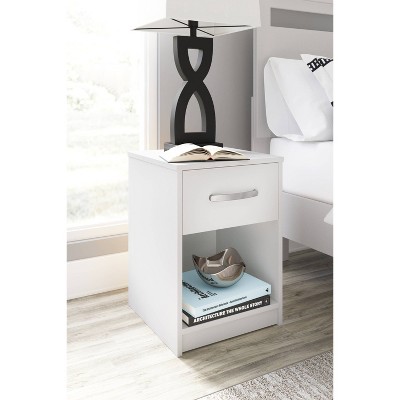 Sleek White and Silver Nightstand with Brushed Nickel Pull - 15"x22"