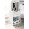 Flannia Nightstand White: Contemporary Bedside Table, Sleek Metal Pull - Signature Design by Ashley - 2 of 4