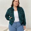 Anna-Kaci Women's Plus Size Sequin Zip-Up Bomber Jacket with Pockets - 3 of 4