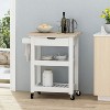 VYNXARIA Kitchen Cart with Open Slat Shelves, Rubberwood Top, and Locking Wheels ¨C Perfect for Small Spaces and Organized Storage - 3 of 4