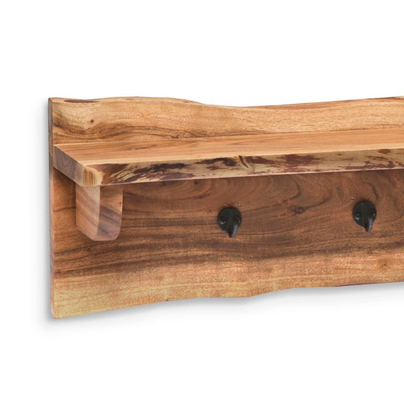 48" Hairpin Live Edge Wood Bench with Coat Hook Shelf Set Natural - Alaterre Furniture, 6 of 7