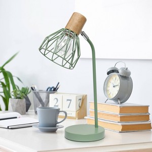 Simple Designs 18.19" Industrial Farmhouse Fusion Adjustable Cage Wire Accent Desk Lamp - 1 of 4