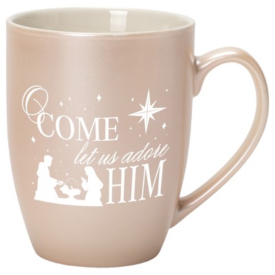 Elanze Designs O Come Let Us Adore Him Precious Pearl 10 ounce New Bone China Coffee Cup Mug