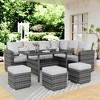 7-Pieces Outdoor Patio Furniture Set, Outdoor All-Weather Rattan Sectional Sofa with Glass Table Chairs, Patio Deals for Garden  Balcony Lounge gery - 4 of 4