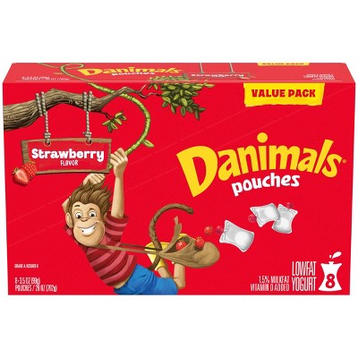 Danimals Strawberry Explosion Kids' Squeezable Yogurt - 8ct/3.5oz Pouches