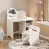 KWPZQEB Kids Vanity Table and Chair Set, Girls Vanity Set with Chair & Storage Shelves, Study and Activity Table for Girls and Boys - White - 3 of 4