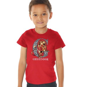 Toddler Boys' Harry Potter Mosaic Gryffindor With Lion T-Shirt Red - 1 of 4