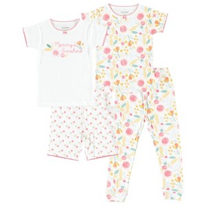 Chick Pea Baby Girl Toddler and Infant Pajama Sleeper Matching Set Shorts and Long 4 PC Set Floral Pink Size 3T - 1 of 1
