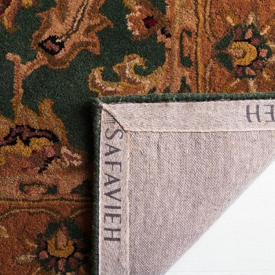 Handmade Dark Green and Gold Tufted Wool Area Rug, 2 x 3 ft