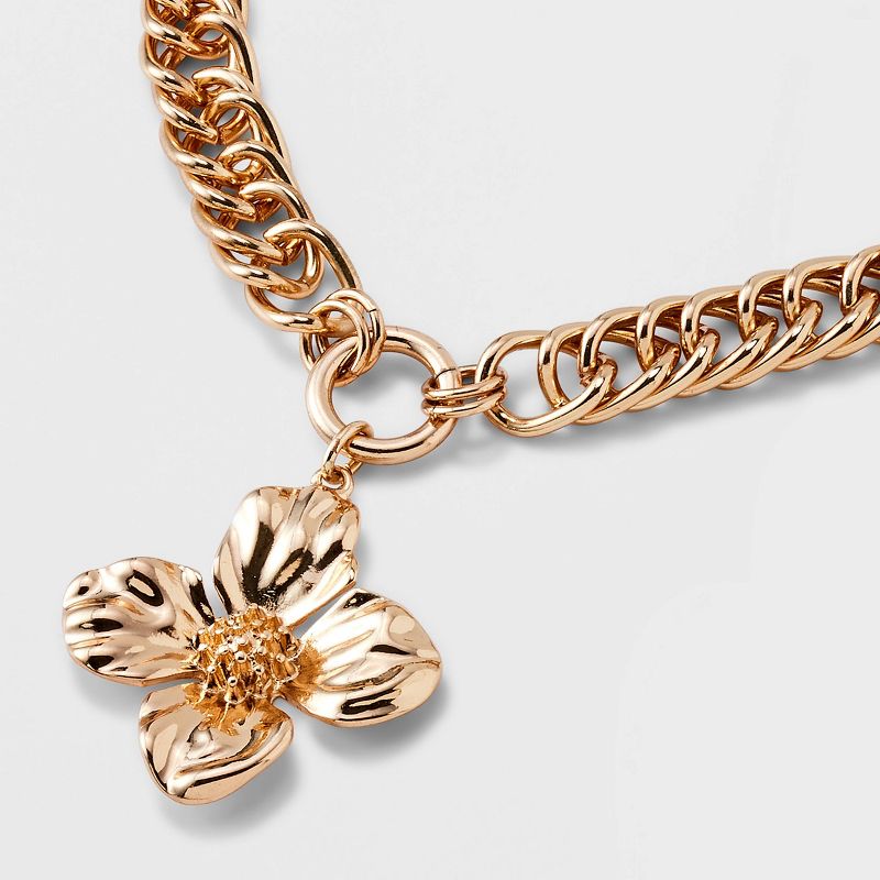 Gold Metal Flower Pendant Drop Necklace - A New Day&#8482;, 5 of 6