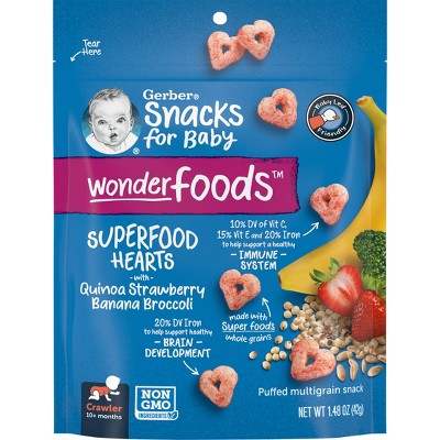 Image of Gerber WonderFoods Hearts Quinoa Banana Strawberry Broccoli - 1.48oz