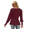 Peplum Waist Pullover Sweaters for Women Fall Sweater Fashion Tops Rib Texture Soft Knitwear Lanter Sleeve Round Neck Sweaters - 2 of 3