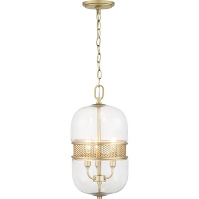 Cayce Vintage Gold 3-Light Globe Pendant with Hexagonal Glass Design