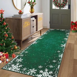 Washable Christmas Decorative Snowflake Area Rug Non-Slip Low Pile Indoor Xmas Rugs for Living Room Bedroom - 1 of 4