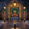 6 Pcs Tinsel Wreaths with Balls Outdoor Cemetery Tinsel Wreath with Bows Ribbon Xmas Holiday Indoor Outdoor Cemetery - 4 of 4