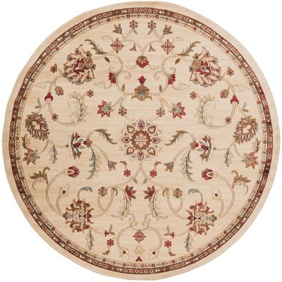 Mark & Day George 7'10" Round Woven Indoor Area Rugs Khaki: Stain-Resistant, Pet Friendly, Traditional Botanical Design
