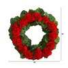 Nearly Natural 26” Geranium Artificial Wreath - 2 of 4