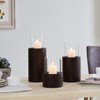 Danya B Contemporary Candle Holder Set (3) With Clear Glass Hurricanes And Textured Metal Base - 2 of 4