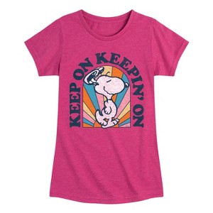 Girls' - Peanuts - Keep On Fitted Short Sleeve Graphic T-Shirt - 1 of 4