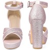 Perphy Women's Glitter Crisscross Strap Chunky Platform Heels - 2 of 4