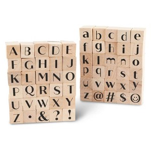 Juvale 60-Pack Wood Rubber Stamps, Alphabet Stamp Set, 0.6 x 0.6 x 0.9 In - 1 of 4