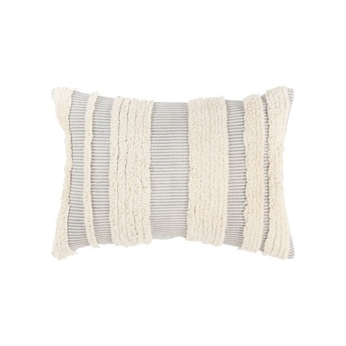 Woven Boho Textured Throw Pillow, Cream Pebble