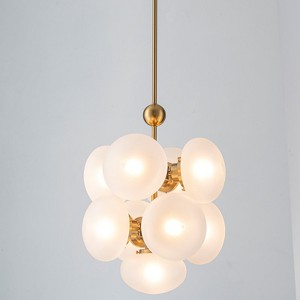 Rennnsan Virave 14" W 9 - Light Bubble Frosted Glass Modern Dimmable Chandelier in Gold - 1 of 4