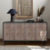 Oak Antique Storage Cabinet, Sideboard Cabinet with Carved Flower Door Handle, Accent Cabinet for Living Room, Hallway, Entryway, brown, type 3 - 4 of 4