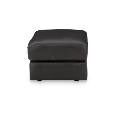 Amiata Black Leather Contemporary Rectangle Ottoman
