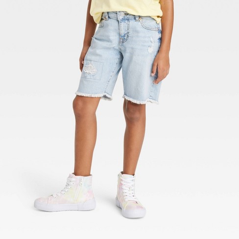 Girls' Cut-off Mid-rise Jean Shorts - Cat & Jack™ Dark Wash M : Target