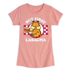 Girls' - Garfield - But First, Lasagna Fitted Short Sleeve Graphic T-Shirt - 1 of 4