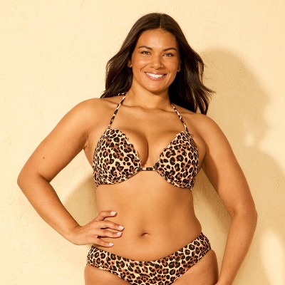 Shade & Shore Women's Wavy Ruffle Light Lift Underwire Bikini Top - Shade & Shore™ Leopard 34C — фото 4