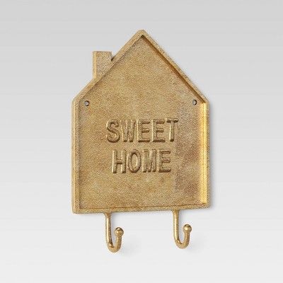 Sweet Home Wall Sign with Hooks Gold - Threshold™