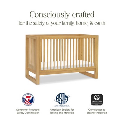 Honey Wood 3-in-1 Convertible Crib with Toddler Bed Kit