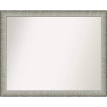31" x 25" Non-Beveled Elegant Brushed Pewter Narrow Wall Mirror - Amanti Art