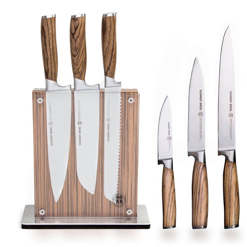 Schmidt Brothers Cutlery Zebra Wood 7pc Knife Block Set, 1 of 11