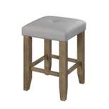 Set of 2 16" Charnell PU Counter Height Barstools Gray/Oak Finish - Acme Furniture
